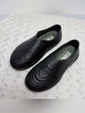 STAND + Black Slip-On Clog Mules with Cushioned Insole